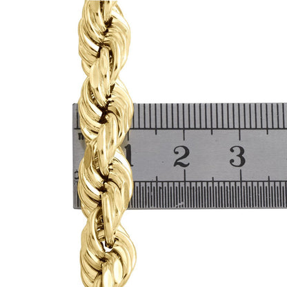 10K Yellow Gold 10Mm Diamond Cut Hollow Rope Link Chain Necklace 28 Inches