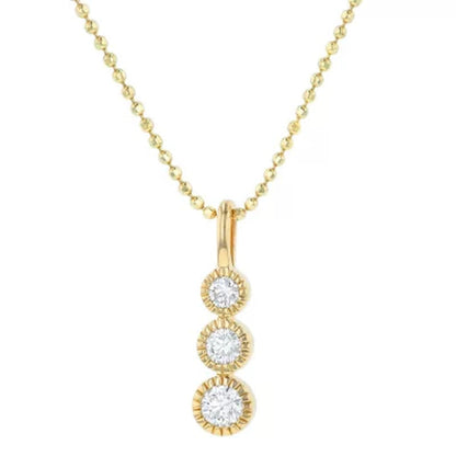 S Collection 1/4 Carat (CTW) Diamond 3 Stone Drop Pendant in 14K Yellow Gold