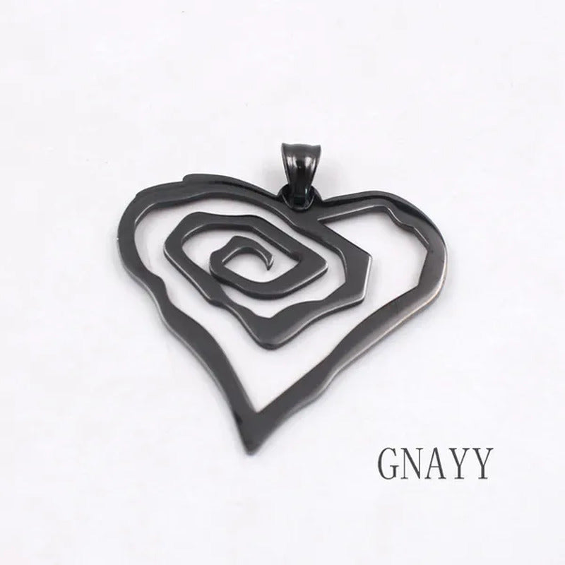 Black Marilyn Manson Heart ROSE Charm NEW MM Rose TOP round Chain 18-36Inch Neck