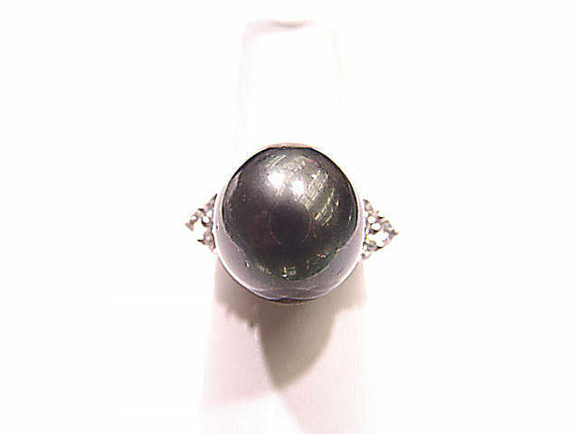 BLACK SOUTH SEA PEARL RING WITH DIAMONDS TONE SATURATION DEPTH COLOR VERY GOOD