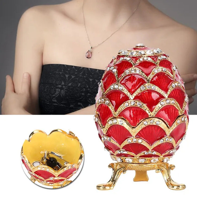 Jewelry Storage Eggs Enameled Craft Elegant Rich Colors Red Color Egg Shape