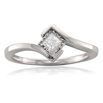1/5 Carat Princess-Cut Diamond Engagement Ring in 14K White Gold (Color- I-J) (C