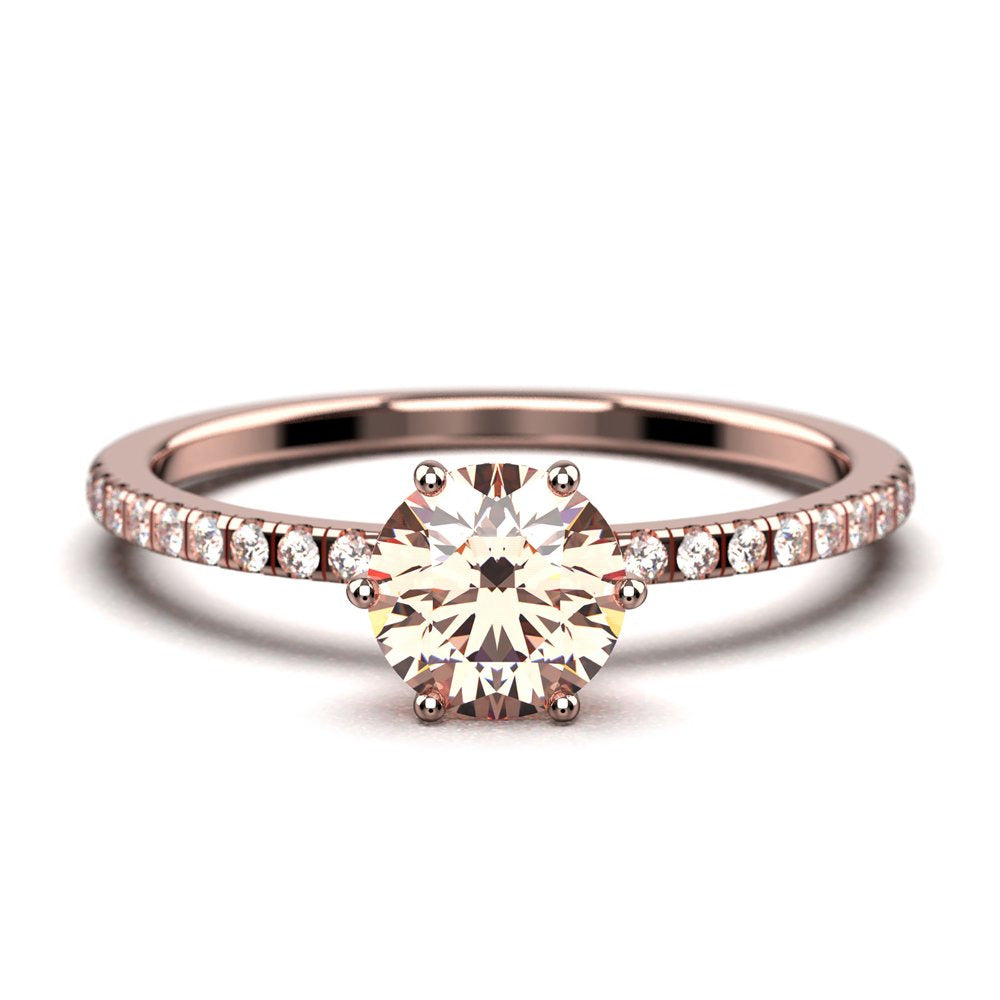 Beautiful Art Deco 1.25 Carat round Cut Morganite and Diamond Moissanite Engagem