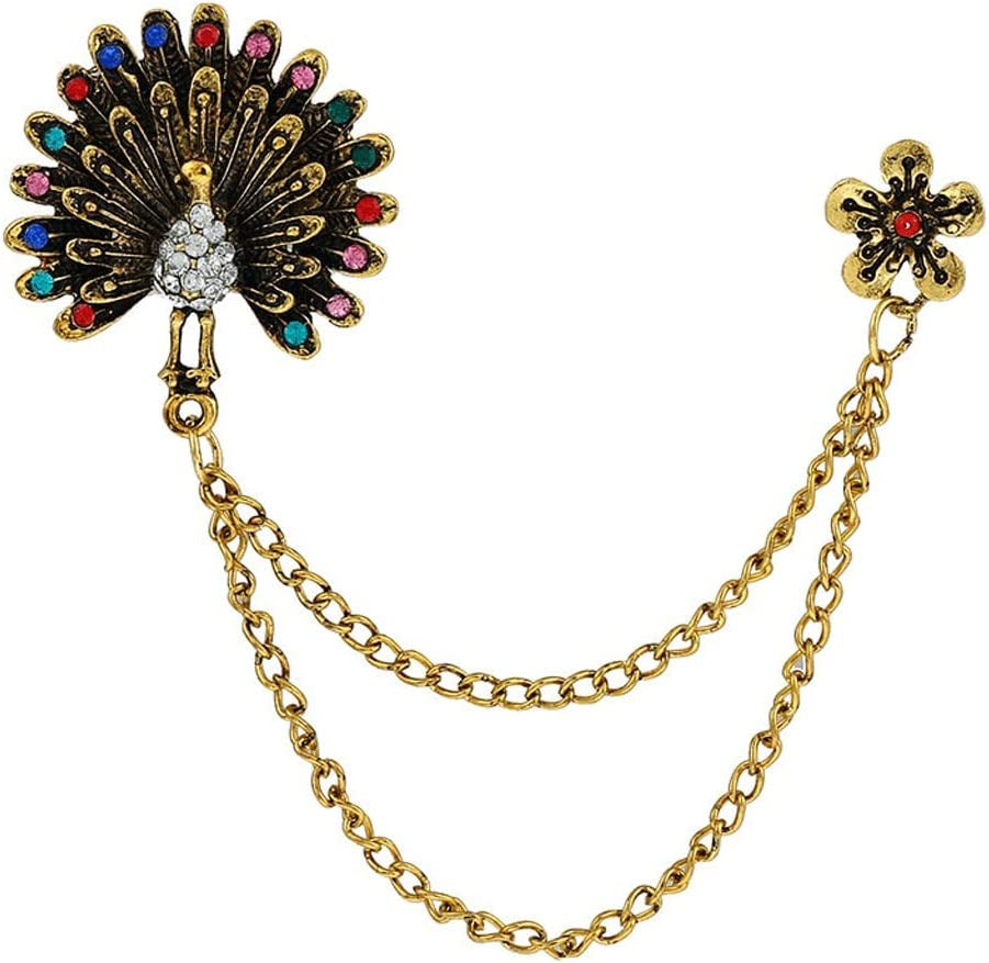 JIAMEI Brooch Corsage with Diamonds Plum Brooch Peacock Opening Screen Crystal C