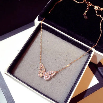 Necklace with Butterfly Pendant Rose Sparkling for Wedding or Valentine'S Gift