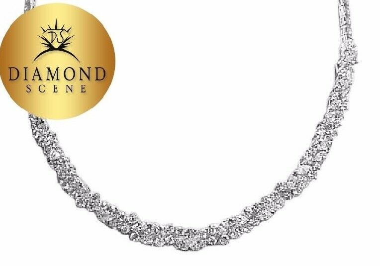 DIAMOND ROUND PEAR MARQUISE SHAPE FRONT SET 18 K WHITE GOLD G VS1/2 NECKLACE