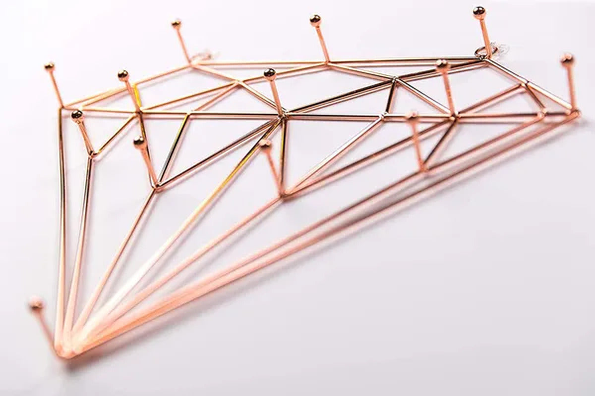 Diamond Rose Gold Jewelry Organizer for Necklaces, Bracelets, Earrings, Rings