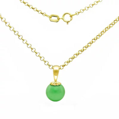 8Mm Jade Pendant with 14K Yellow Gold Chain