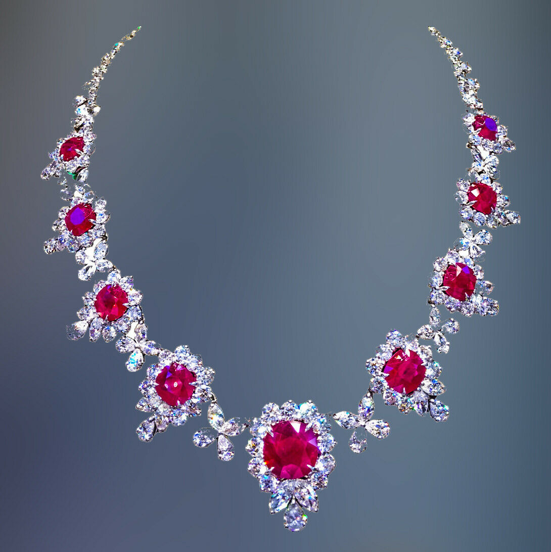 GRS CERTIFIED RUBY NECKLACE 9 CERTIFIED NATURAL 10.37CT CENTER RUBY CUSHION CUT