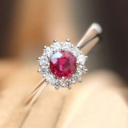 New Women Fashion Noble Ruby Ring Gold-Plated Jewelry Engagement Ring