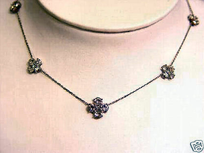 5 FLEURETTES 5 PRINCESS CUTS AND 20 HALF MOON DIAMOND NECKLACE 4.85 CT 18 K GOLD