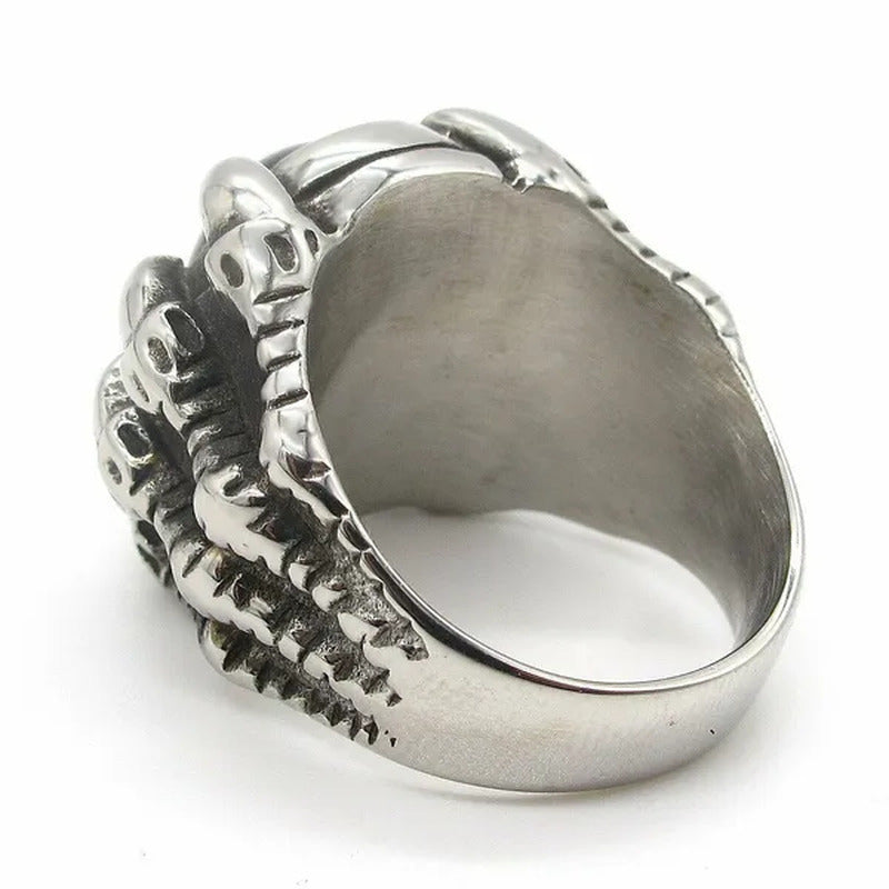 Hip Hop Mens Onyx Dragon Claw Red Ruby CZ Ring Band Luxury Jewelry Stainless Ste