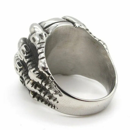Hip Hop Mens Onyx Dragon Claw Red Ruby CZ Ring Band Luxury Jewelry Stainless Ste