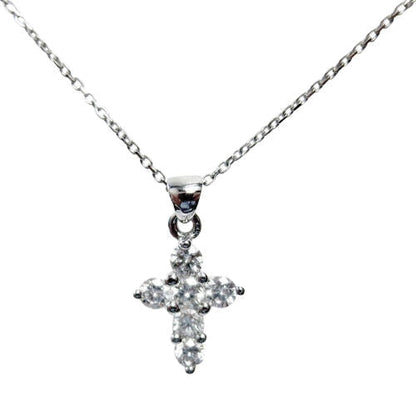 DIAMOND SIX STONE SET PRONG CROSS PENDANT PRONG SET