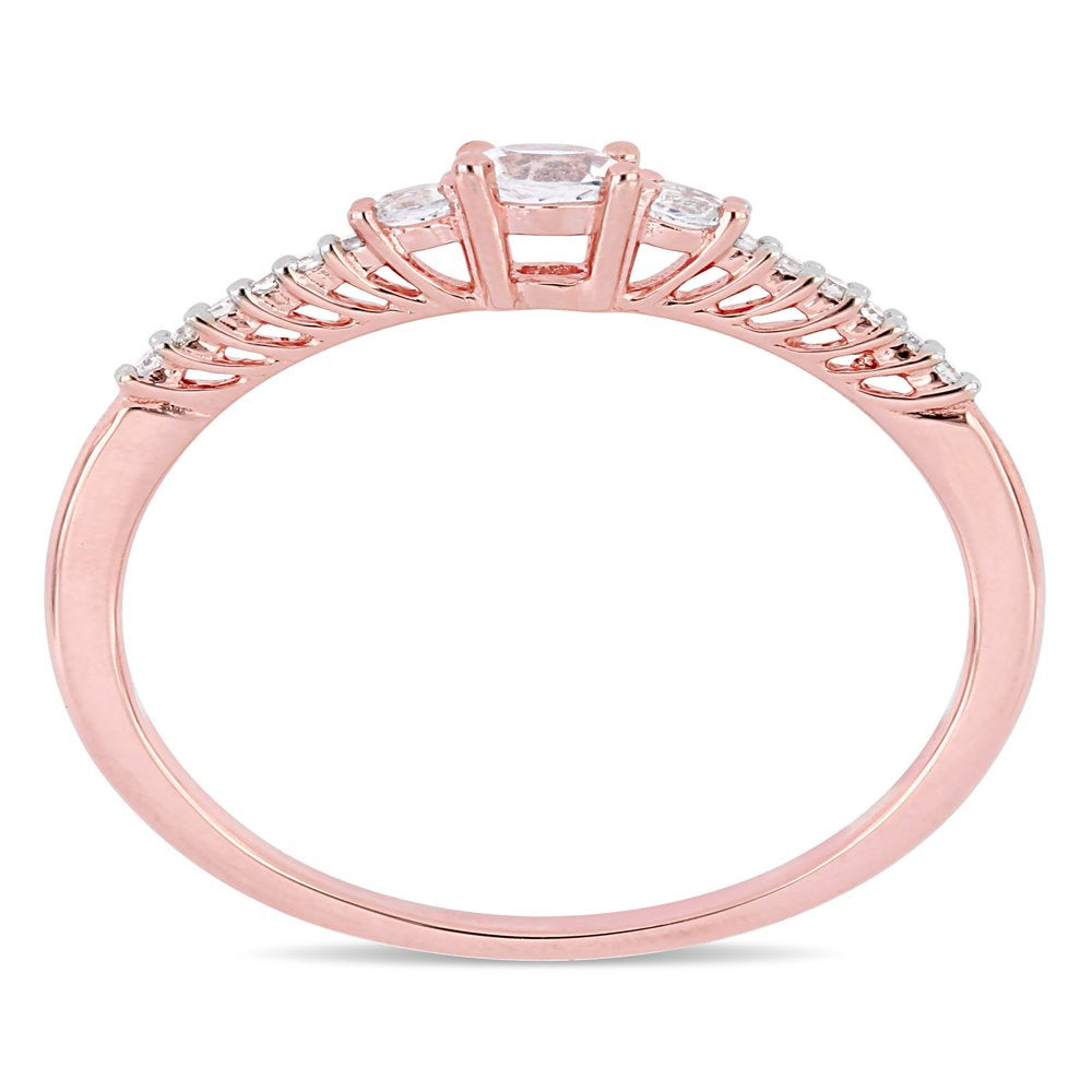 1/3 Carat T.G.W. Created White Sapphire and Diamond-Accent Rose Plated Sterling