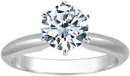 1/2 Carat round Cut Diamond Solitaire Engagement Ring 14K White Gold 6 Prong (J,