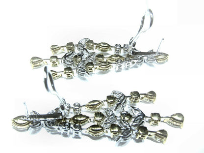 FANCY YELLOW MARQUISE ROUND PEAR WHITE DIAMOND ROUND MARQUISE SHAPE EARRING