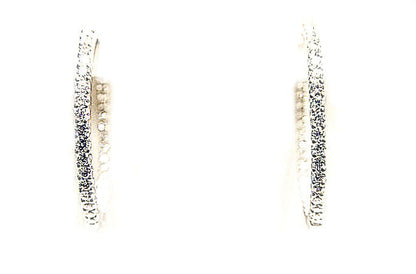 DIAMOND ROUND BRILLIANT SHAPE HOOP EARRING INSIDE OUTSIDE SET DIAMOND