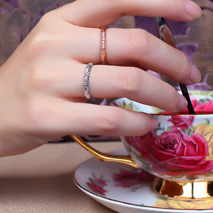 18K Pure Gold Ring Rose White Unisex Men Women Lover Wedding Engagement