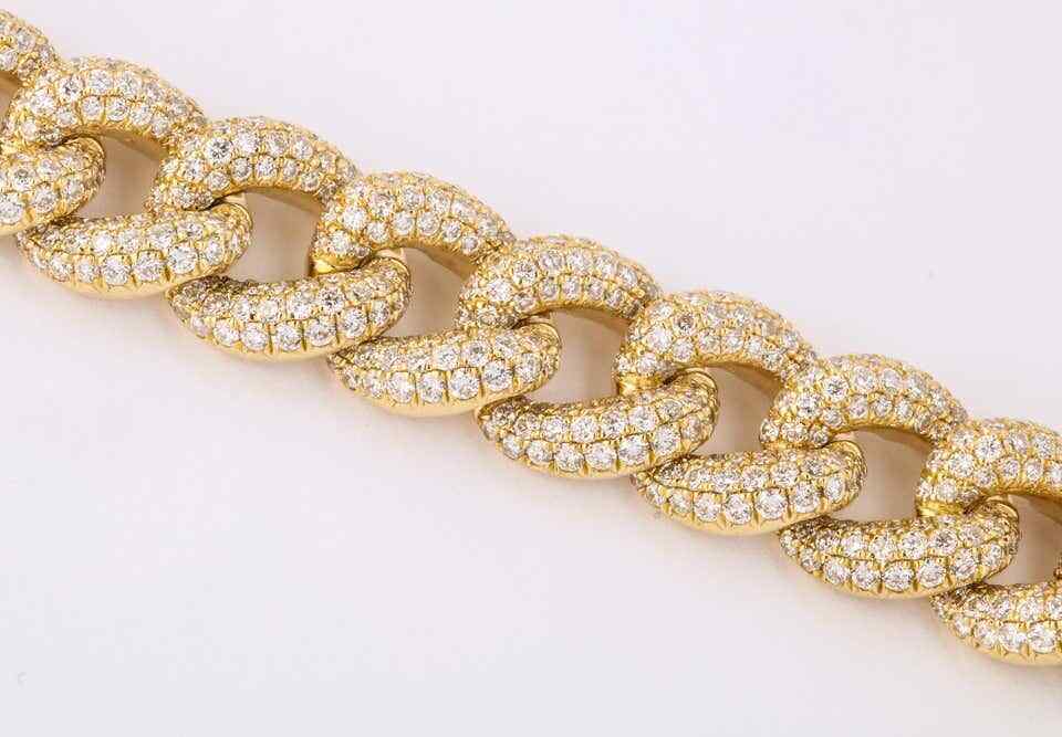 Diamond Link Bracelet Yellow Gold