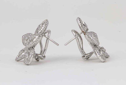 Stunning Baguette and Round Diamond Gold Cluster Earrings