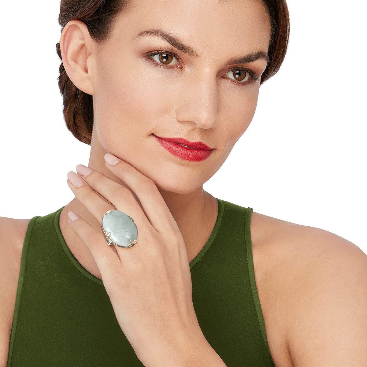 Jade Ring in 18Kt Gold over Sterling