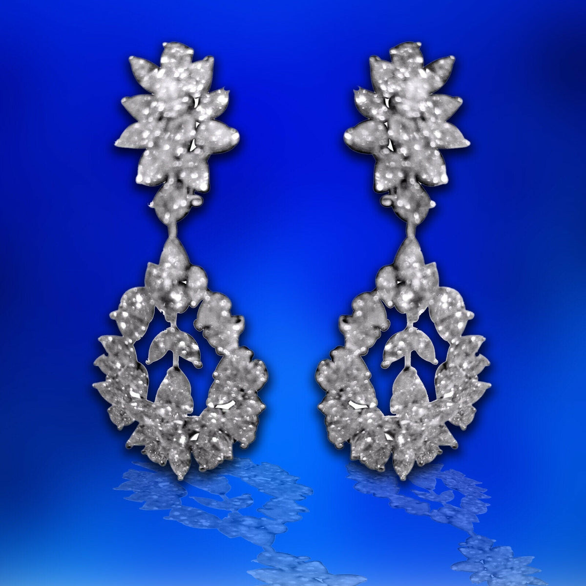 DIAMOND PEAR ROUND BRILLIANT MARQUISE SHAPE DIAMOND DANGLE DIAMOND SET EARRING