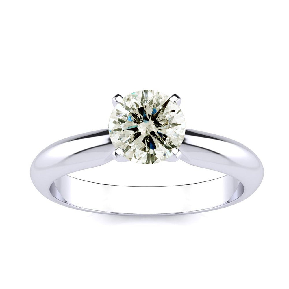 1 Carat Diamond Solitaire Engagement Ring in 14K White Gold for Women