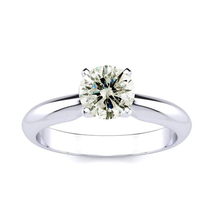 1 Carat Diamond Solitaire Engagement Ring in 14K White Gold for Women