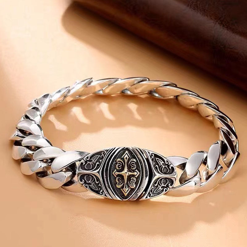 Men'S and Women'S Fashion Sterling Silver Cross Bracelet