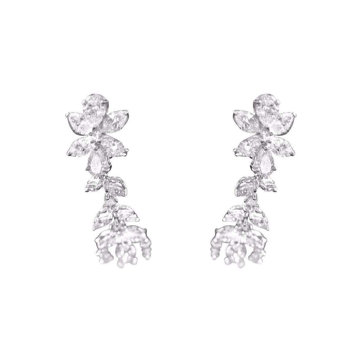 Diamond 3 row marquise pear shape platinum drop earring 12.85 cttw dangle earrig