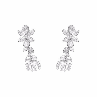 Diamond 3 row marquise pear shape platinum drop earring 12.85 cttw dangle earrig
