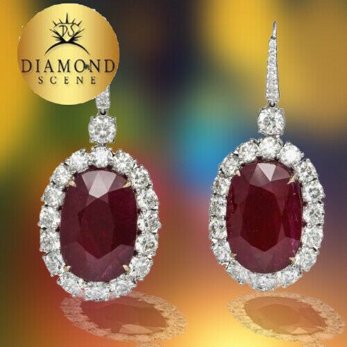 33 Carat GIA Certified Ruby and Diamond Earrings