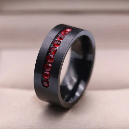Sz6-12 (TWO RINGS) Couple Rings Black and Red Ring Titanium Steel Wedding Band R