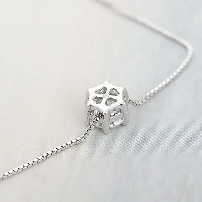Women Simple Trendy Zircon Rhinestone Choker Necklace Shine Diamond Silver Chain