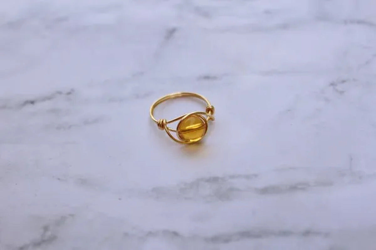 Citrine Ring, Citrine Gemstone Jewelry, Citrine Stone Ring, Gold Citrine Ring, W