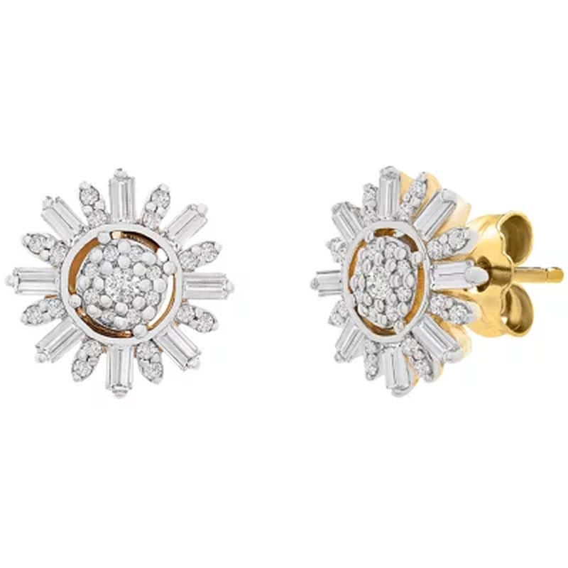 0.33 CT. T.W. Diamond Starburst Earrings in 14K Yellow Gold