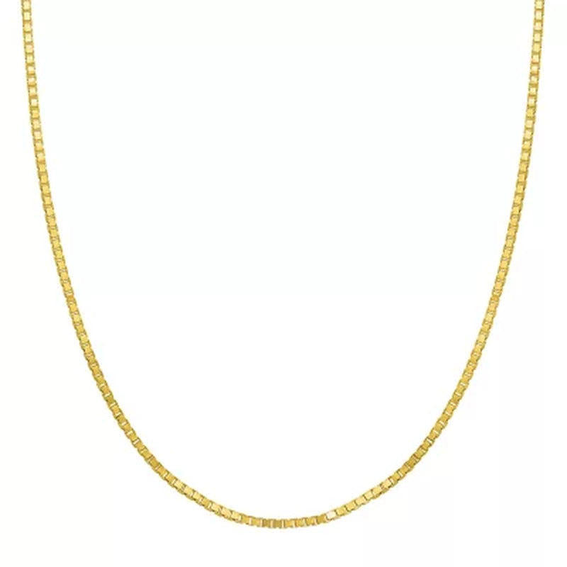 Adjustable Box Link Chain Necklace, .70Mm in 14K Gold
