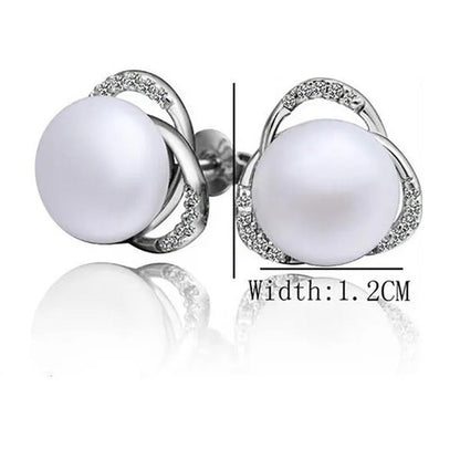 Flowers Bead Inlay Stud Alloy Earrings Necklace Ring Set for Women