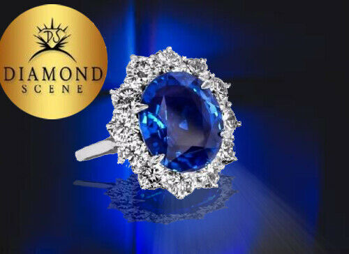 GIA CERTIFIED OVAL SHAPE SAPPHIRE 6.02 CT DIAMOND 2.88 CT ROUND BRILLIANT SHAPE