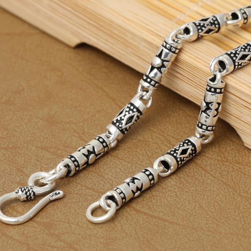Pure Silver 4Mm Thick Cylinder Chain S925 Sterling Silver Classic Vintage