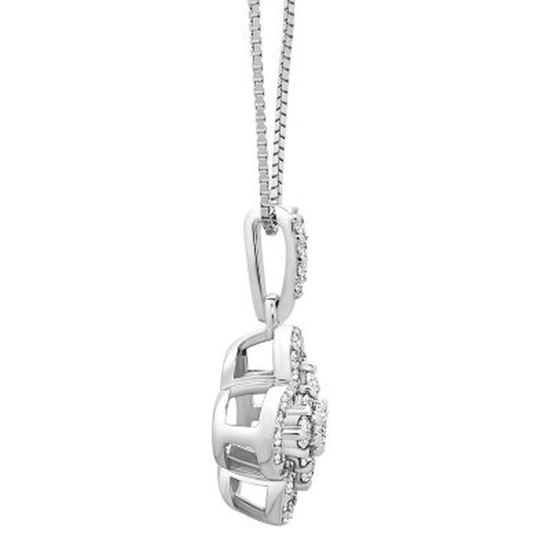 0.25 CT. T.W. I-I1 14K White Gold Diamond Flower Pendant