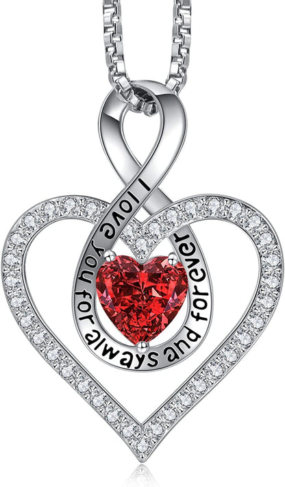 Jewelry for Women Infinity Heart Birthstone Necklace 18K Rose Gold / 925 Sterlin