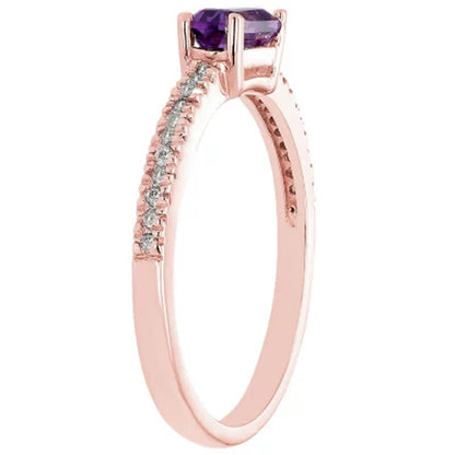 Amethyst and 0.10 CT. T.W. Diamond Ring in 14K Gold