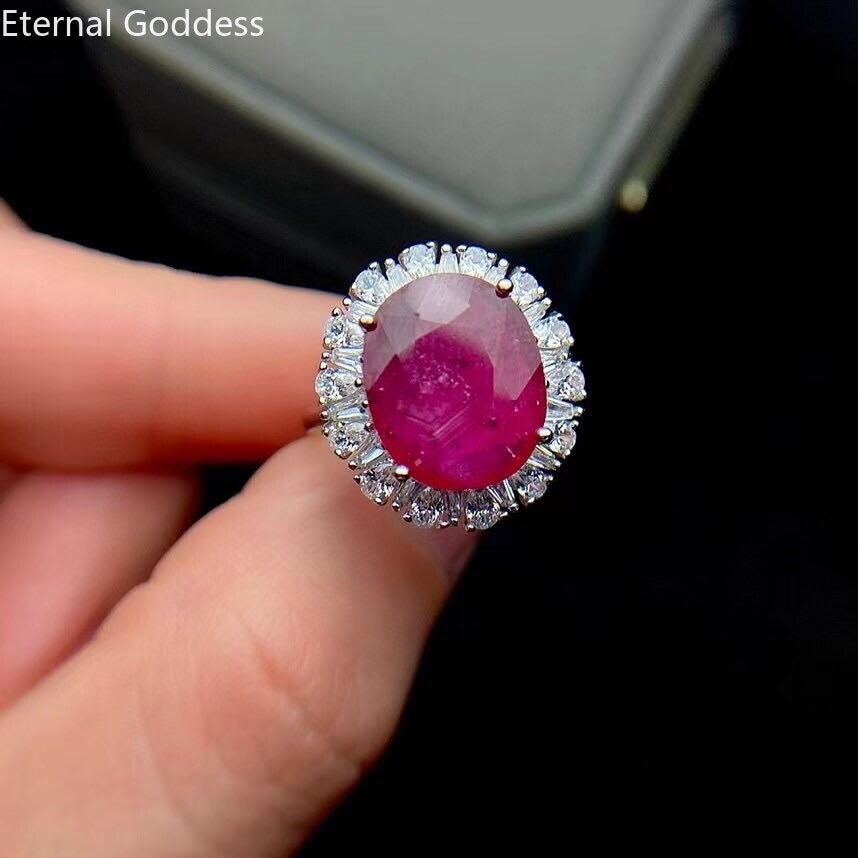 Ruby Ring 100% Natural Stone Fashion 925 Sterling Silver Ruby Wedding Ring Gift