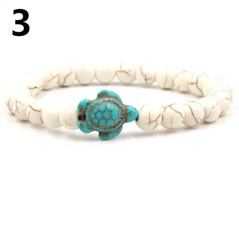Summer Style Sea Turtle Beads Bracelets for Women Men Classic Natural Stone Elas