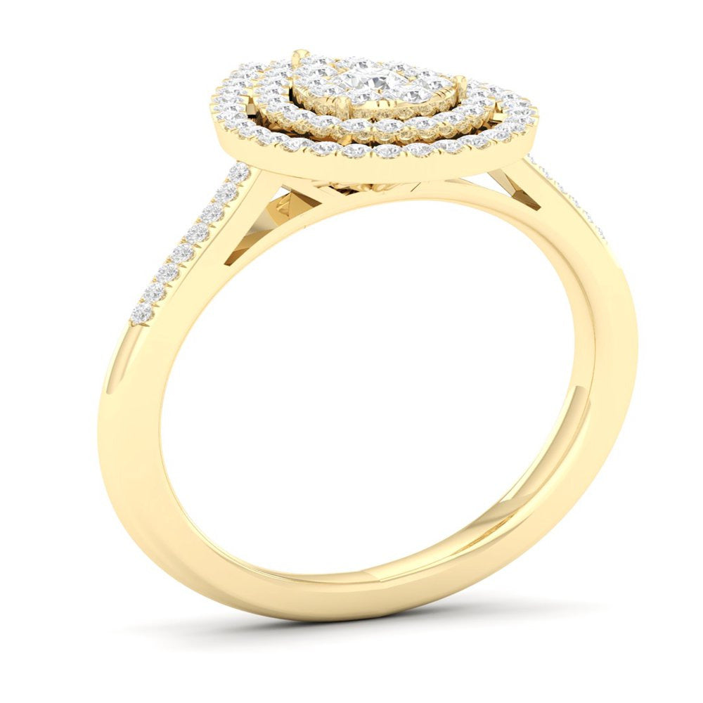 Imperial 1/4Ct TDW Diamond 10K Yellow Gold Pear Cluster Halo Engagement Ring (H-