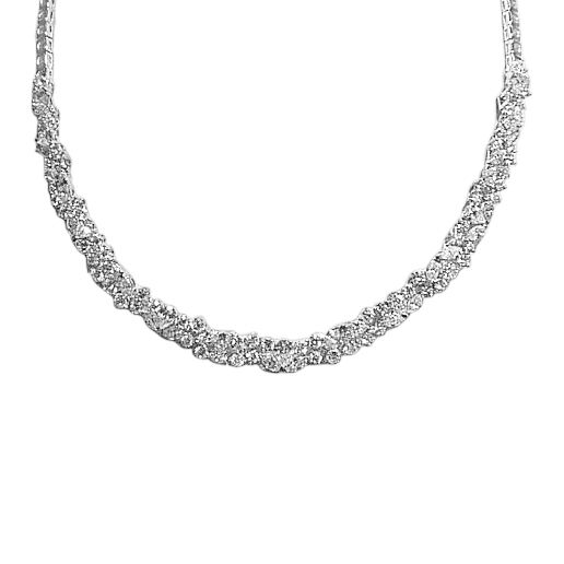 DIAMOND ROUND PEAR MARQUISE SHAPE FRONT SET 18 K WHITE GOLD G VS1/2 NECKLACE