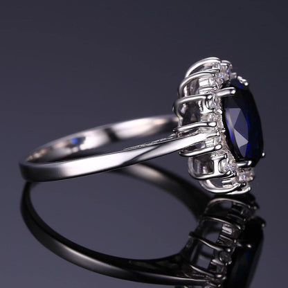 Princess Diana Kate Middleton Class Gemstone Birthstone Sapphire Halo Engagement