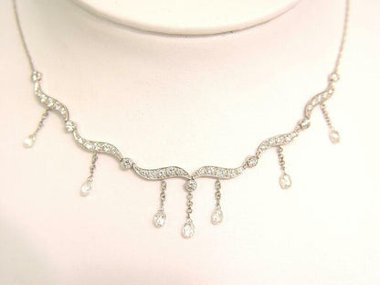 4.78 CTTW ROUND BRILLIANT & 7- 35 POINTERS BRIOLETTE FRONT ONLY DIAMOND NECKLACE